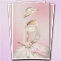 Женский шаблон для фотомонтажа – Бело-розовое платье