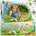 Детская рамка для фото - Сегодня праздник светлой пасхи, куличи,на яйцах краски