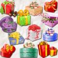 Клипарт  – Подарки с цветами, новогодние, красные, белые, зеленые 