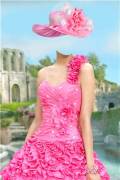 Шаблон для фотошопа женский – Розовое платье с цветами