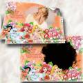 Цветочная рамка для девочки  с принцессой Жасмин, Рапунцель, Русалкой – 8 марта