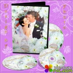Свадебная обложка и задувка на DVD диск - Белые хризантемы