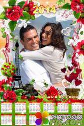 Романтический календарь - рамка на 2014 год - Любовь