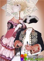 Парный шаблон для фотошопа – Джентльмен и дама с зонтиком