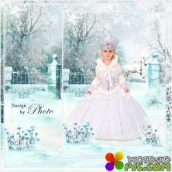 Коллаж для оформления детских зимних фотографий - Снежная королева