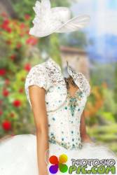Шаблон для фотошопа женский – Белое платье с балеро