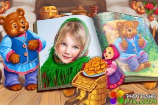 Детская рамка для фотошопа – Маша с медведем