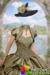 Шаблон женский для фотошопа – В бальном платье у арки