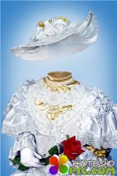 Фотошоп шаблон для девочек – В белом платье и с розой