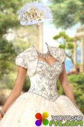 Женский шаблон для фотошопа – В кремовом бальном платье