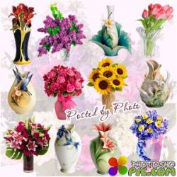 Клипарт на прозрачном фоне - Вазы,вазы с цветами