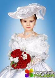 Шаблон для девочек – Белое платье и шляпа из атласа