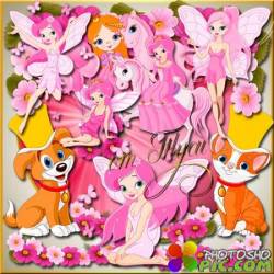 Детский клипарт - Розовые феи / Children Clip Art  - Pink fairy