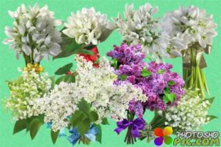 Клипарт Букетики весенних цветов 